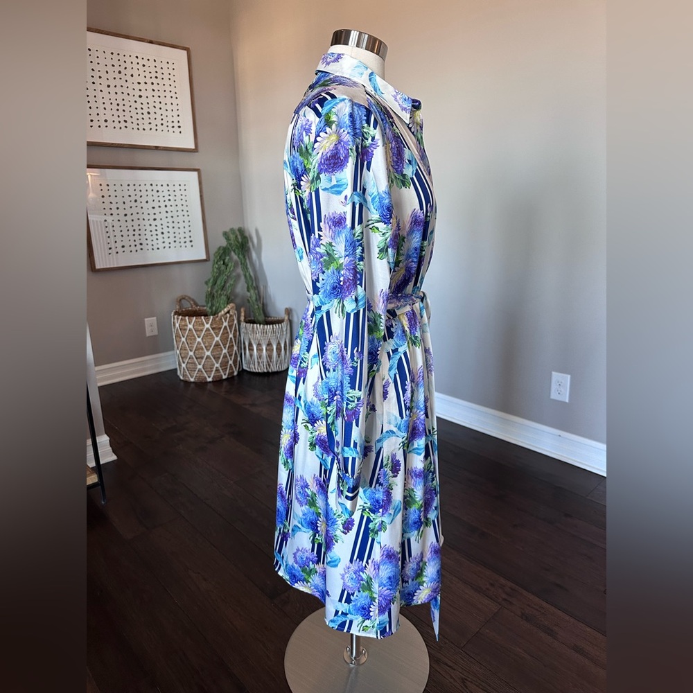 J. Crew Shirt-Dress Vintage Blue/Ivory Floral Garden Wedding Romantic 14 NWTs - Picture 5 of 13